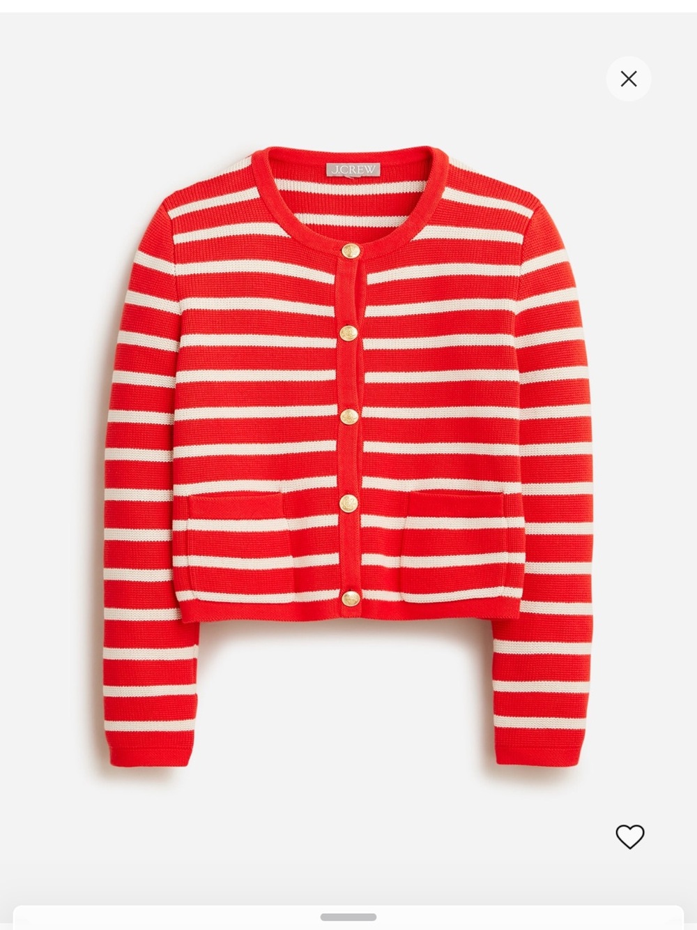 J. Crew Emilie sweater jacket in stripe- L, Red Moroccan Sand